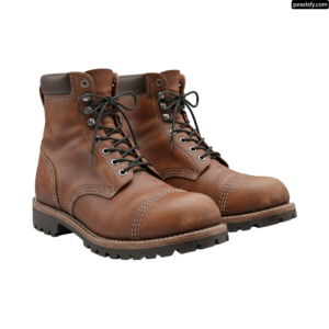 Pair of brown boots on a white background png transparent background
