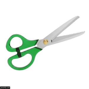 Pair of green scissors sitting on top of a white surface png transparent background