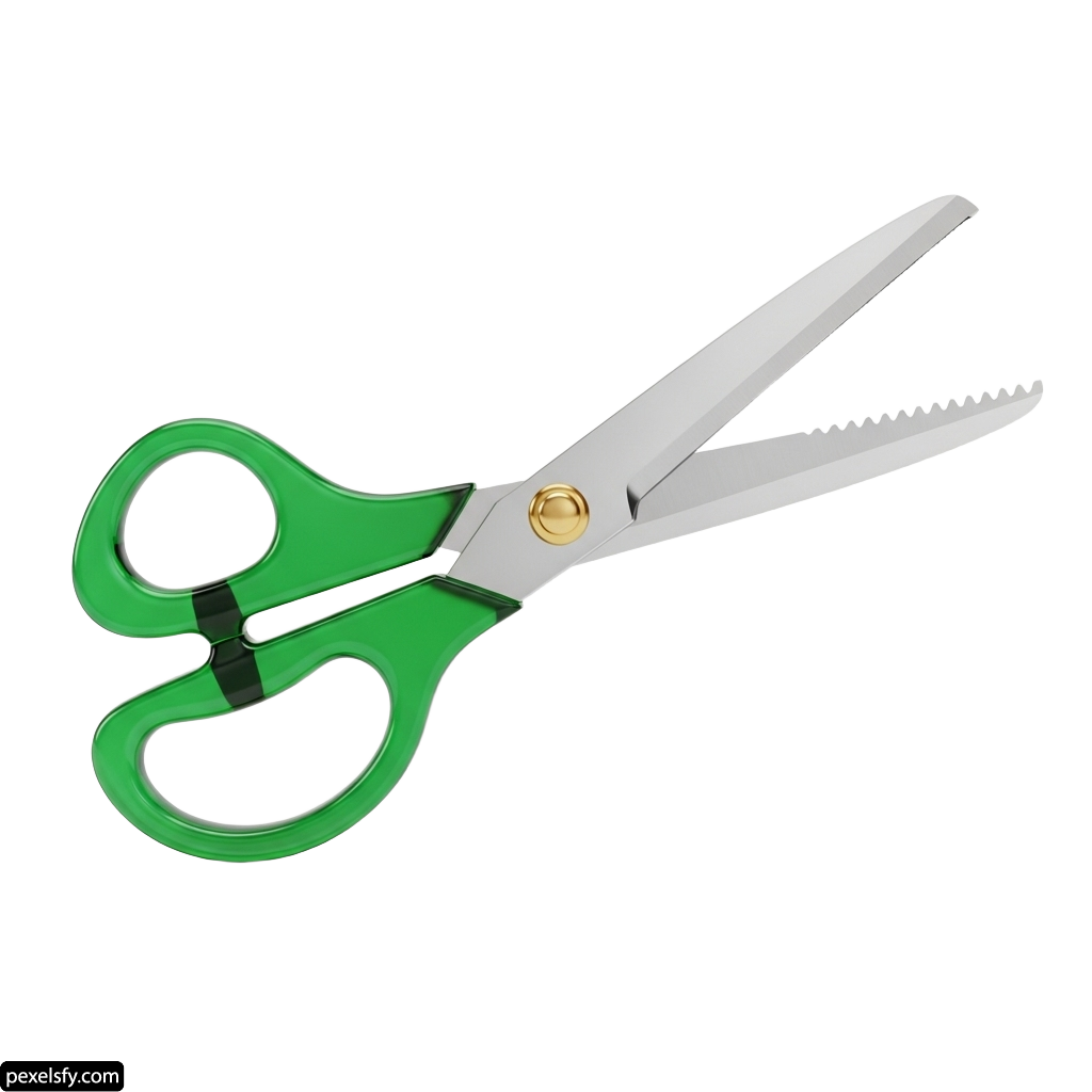 Pair of green scissors sitting on top of a white surface png transparent background