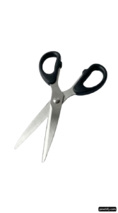 Pair of scissors sitting on top of a white surface png transparent background