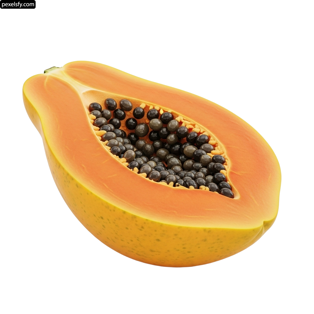 Papaya cut in half on a white background png transparent background