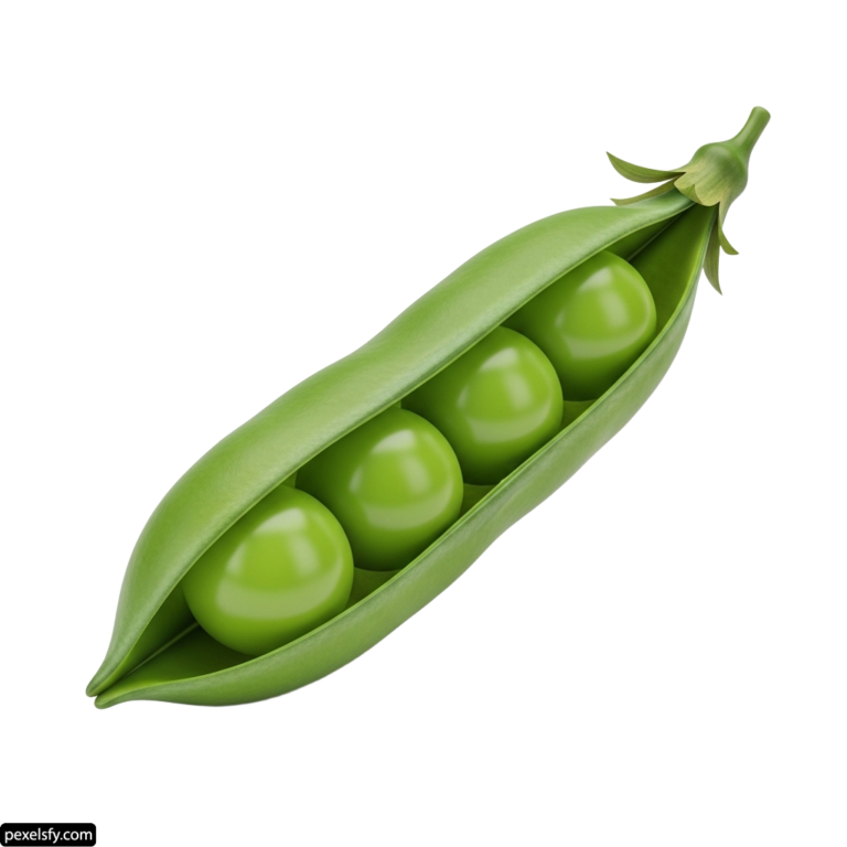 Pea pod with four green peas in it png transparent background