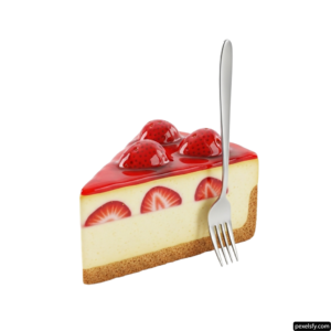 Piece of cheesecake with a fork on top of it png transparent background