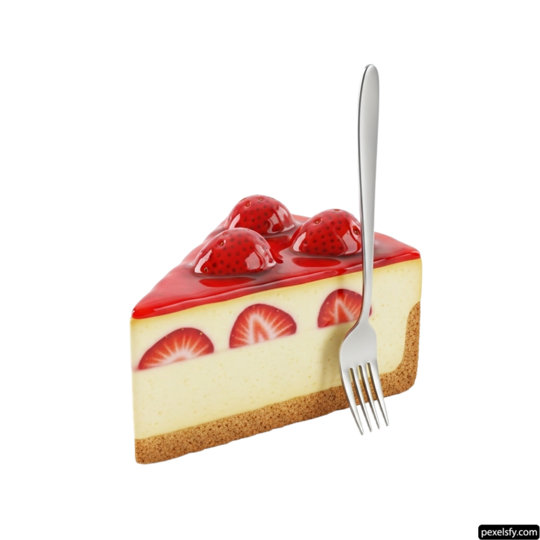 Piece of cheesecake with a fork on top of it png transparent background