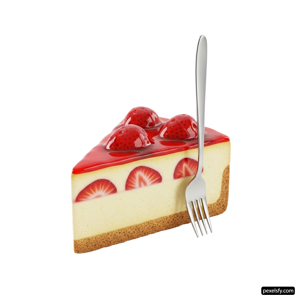 Piece of cheesecake with a fork on top of it png transparent background