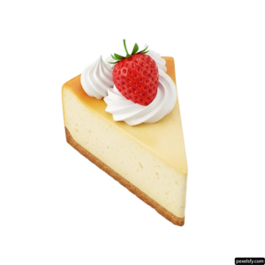 Piece of cheesecake with a strawberry on top png transparent background