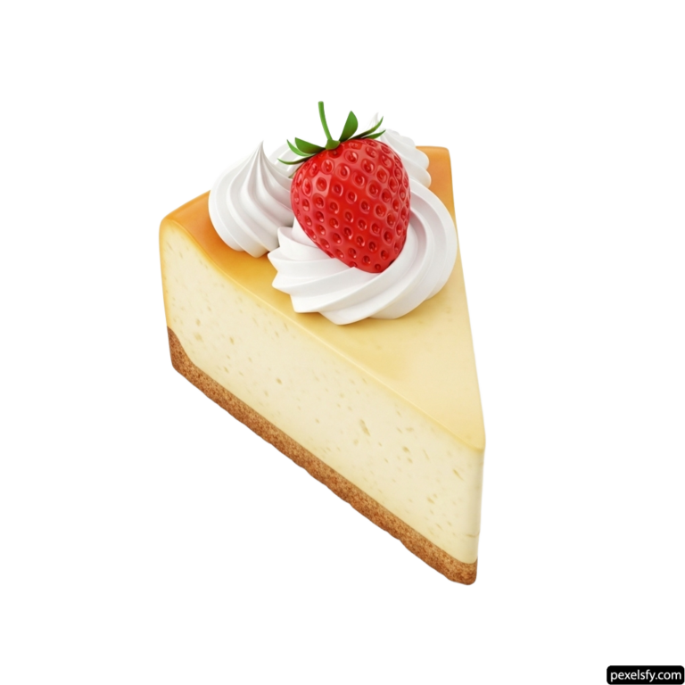 Piece of cheesecake with a strawberry on top png transparent background
