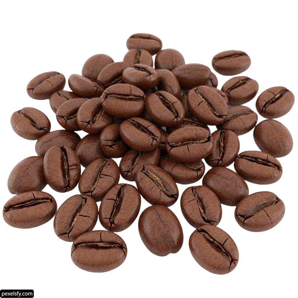 Pile of coffee beans on a white background png transparent background