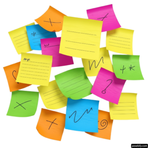 Pile of colorful sticky notes with question marks on them png transparent background