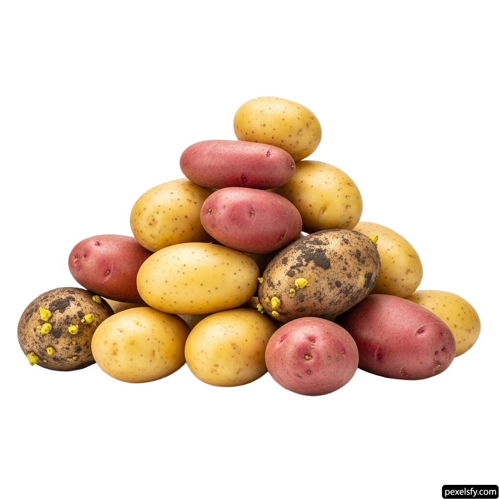 Pile of potatoes sitting on top of each other png transparent background