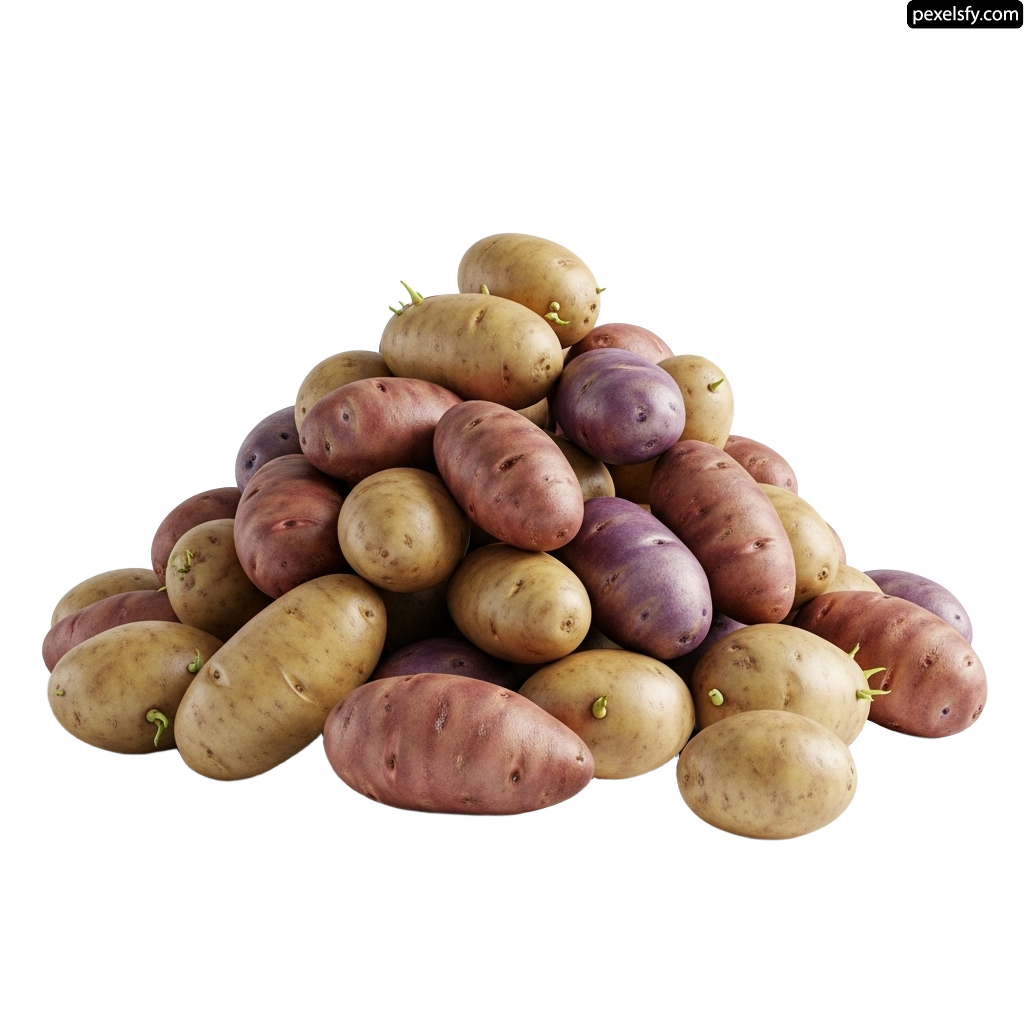 Pile of potatoes sitting on top of each other png transparent background