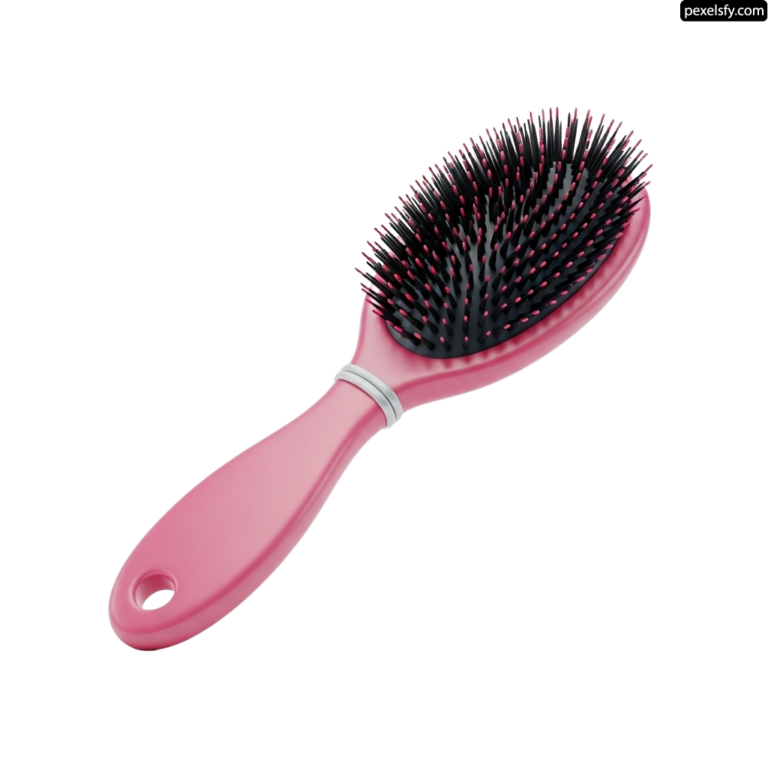 Pink hair brush on a white background png transparent background