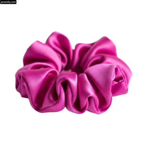 Pink scrunchy hair tie on a white background png transparent background