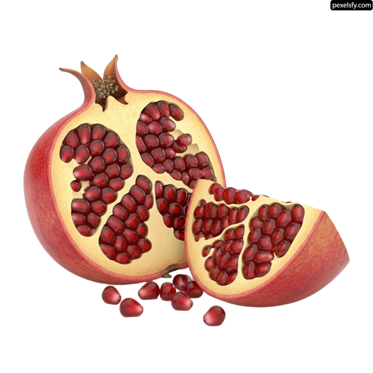 Pomegranate cut in half on a white background png transparent background