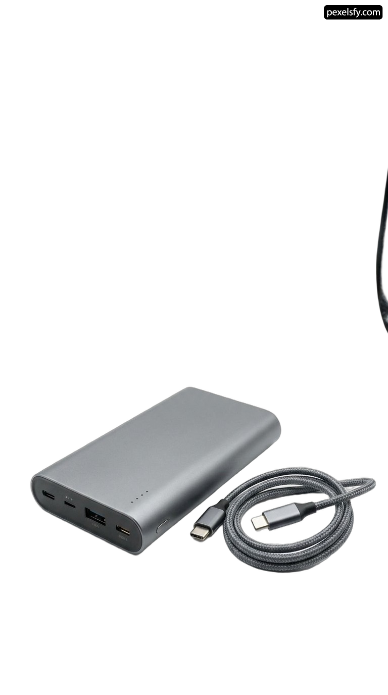Power bank with a cable connected to it png transparent background
