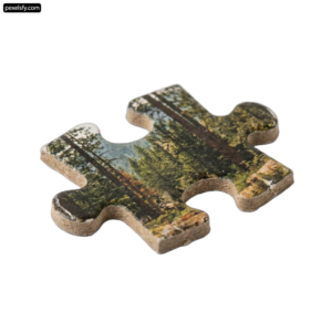 Puzzle piece with a picture of a forest on it png transparent background