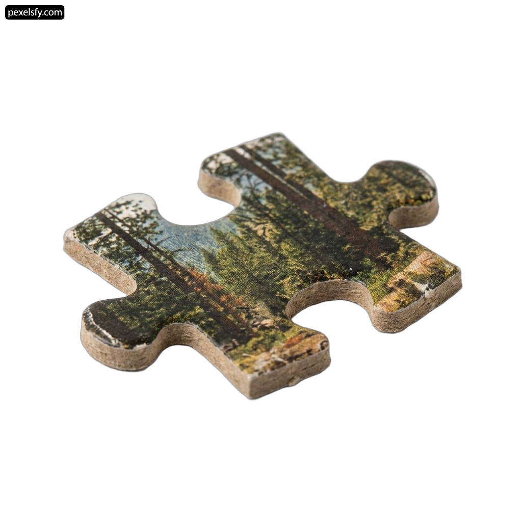 Puzzle piece with a picture of a forest on it png transparent background