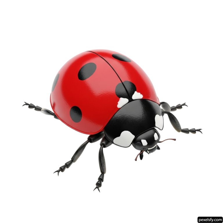 Red and black ladybug on a white background png transparent background
