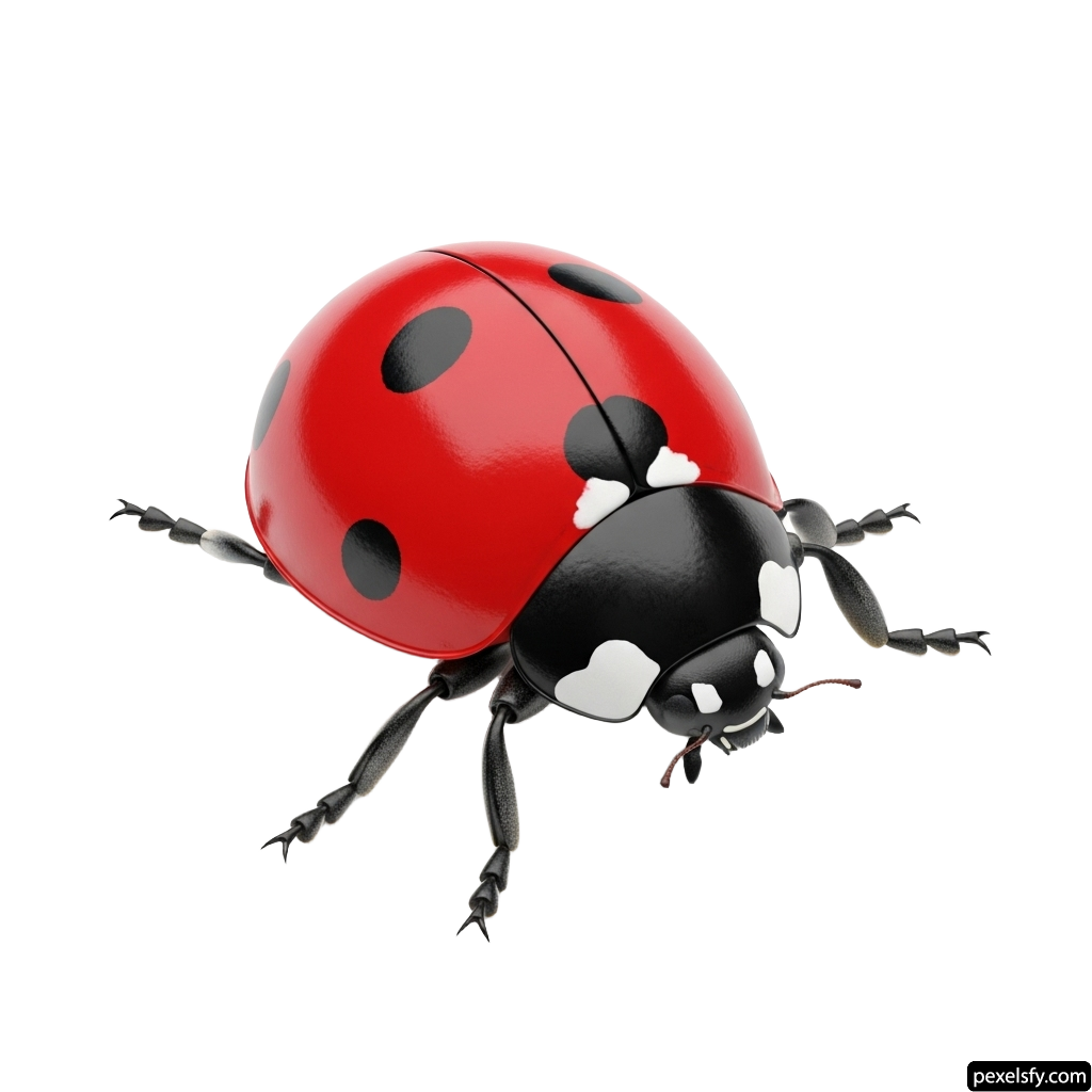 Red and black ladybug on a white background png transparent background