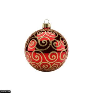 Red and gold christmas ornament on a white background png transparent background