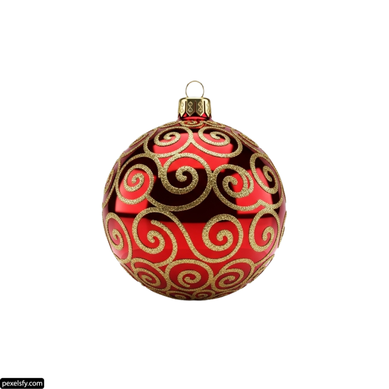 Red and gold christmas ornament on a white background png transparent background