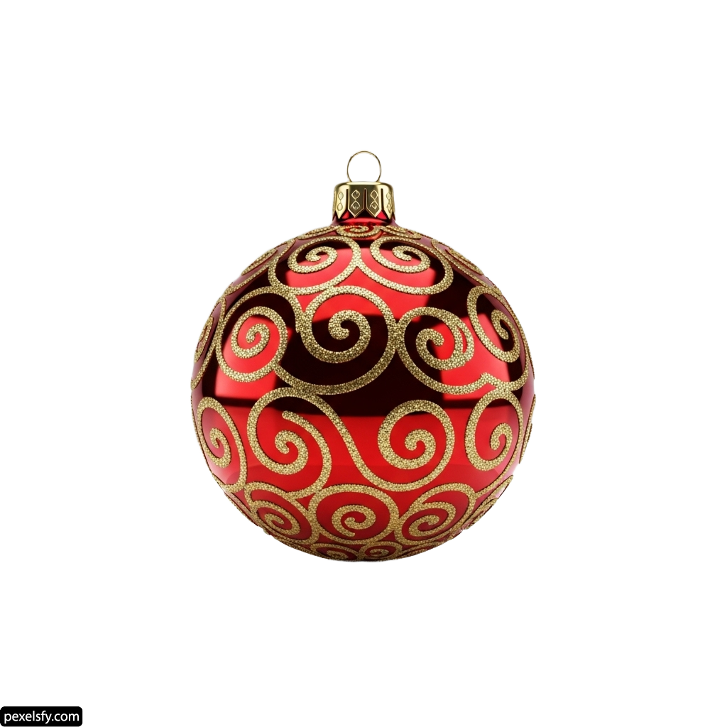 Red and gold christmas ornament on a white background png transparent background
