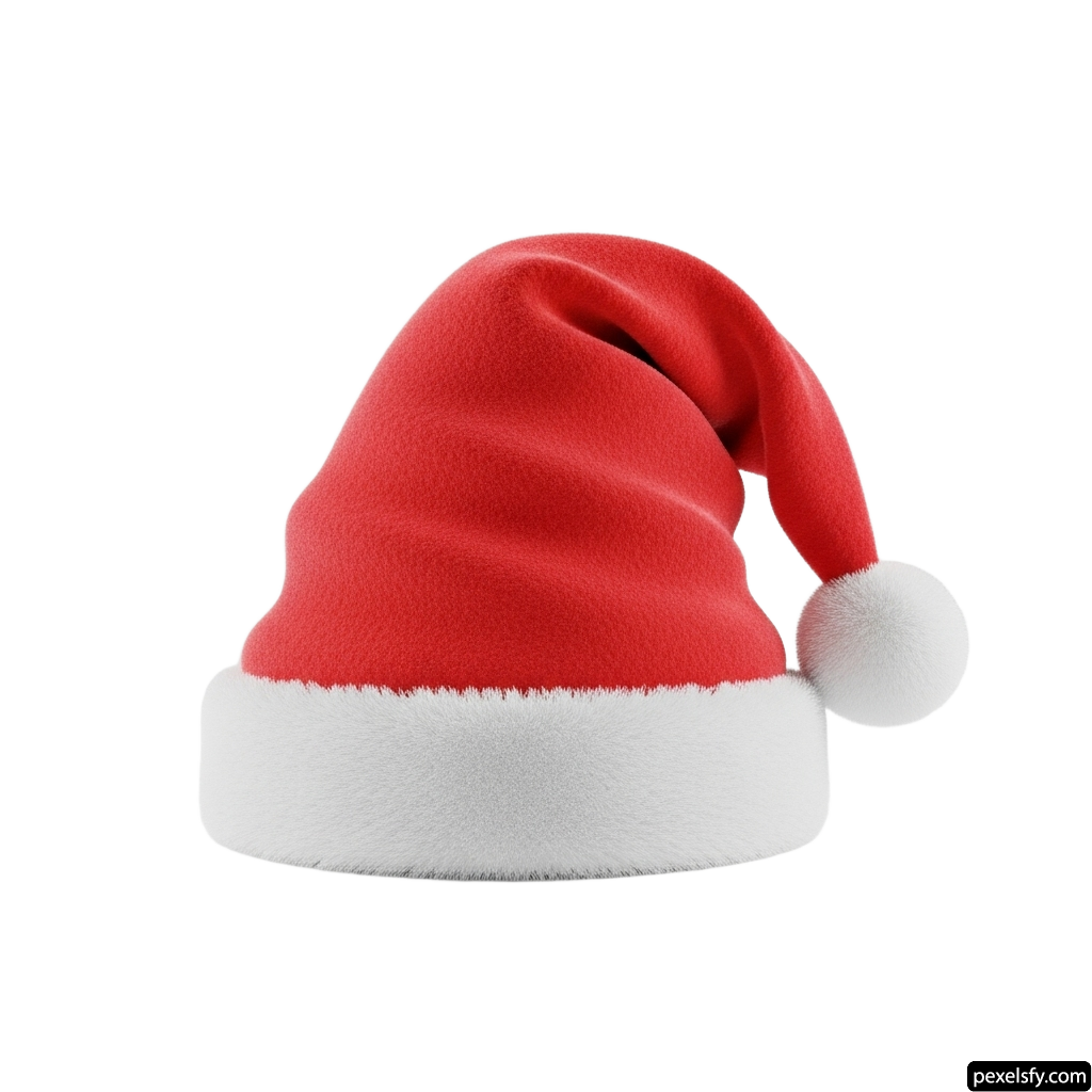 Red and white santa hat on a white background png transparent background