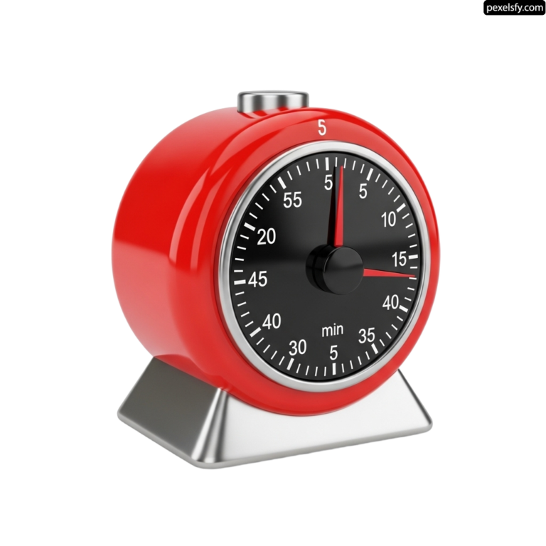 Red kitchen timer on a white background png transparent background