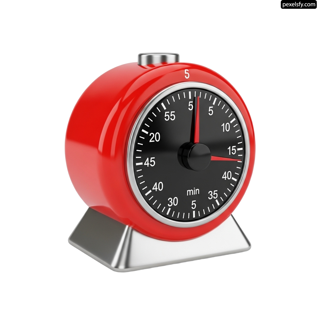 Red kitchen timer on a white background png transparent background