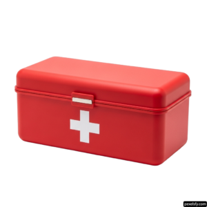 Red metal box with a white cross on it png transparent background