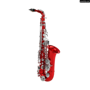 Red saxophone on a white background png transparent background