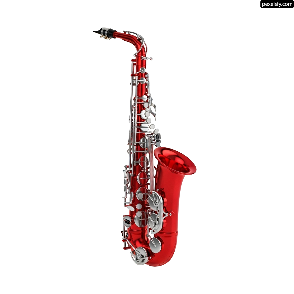 Red saxophone on a white background png transparent background