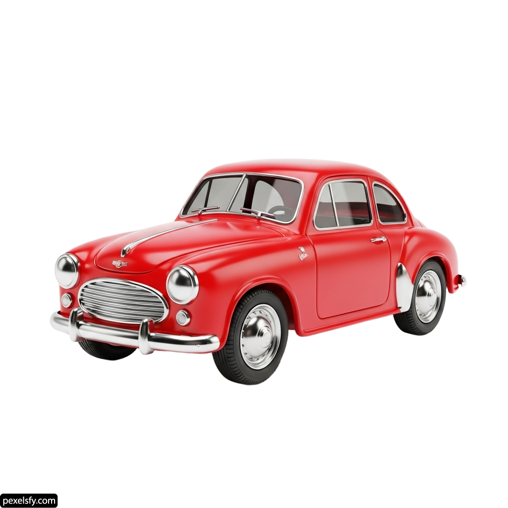 Red toy car on a white background png transparent background