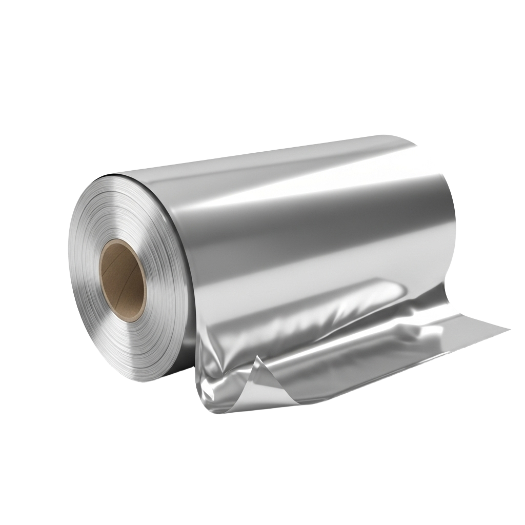 Roll of aluminum foil on a white background png transparent background