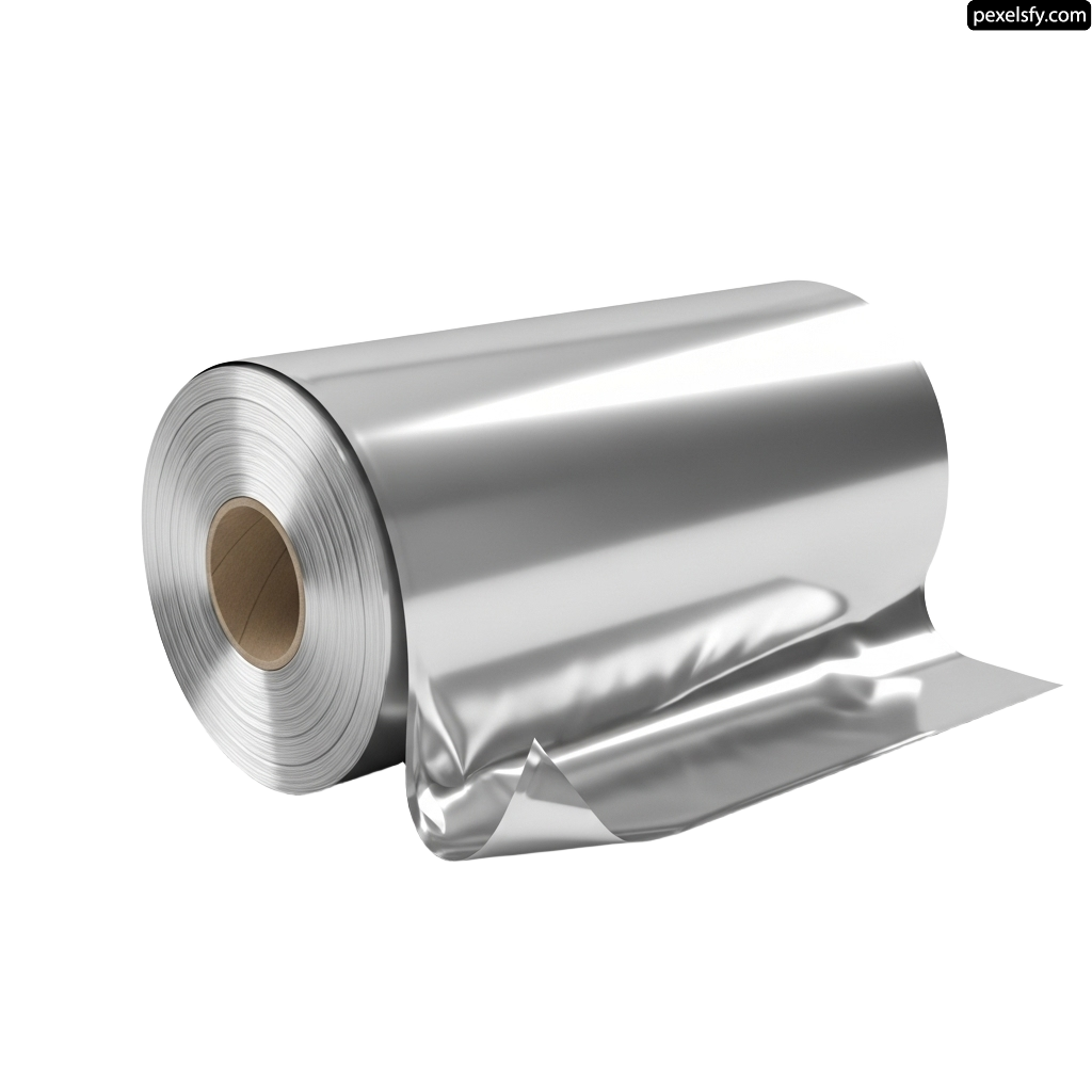 Roll of aluminum foil on a white background png transparent background
