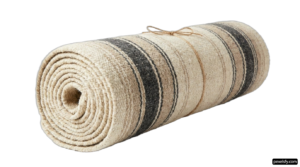 Roll of black and white striped fabric on a white background png transparent background