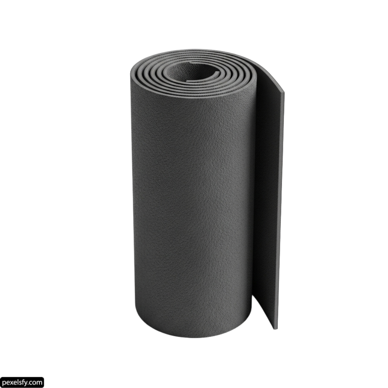 Roll of black yoga mat on a white background png transparent background
