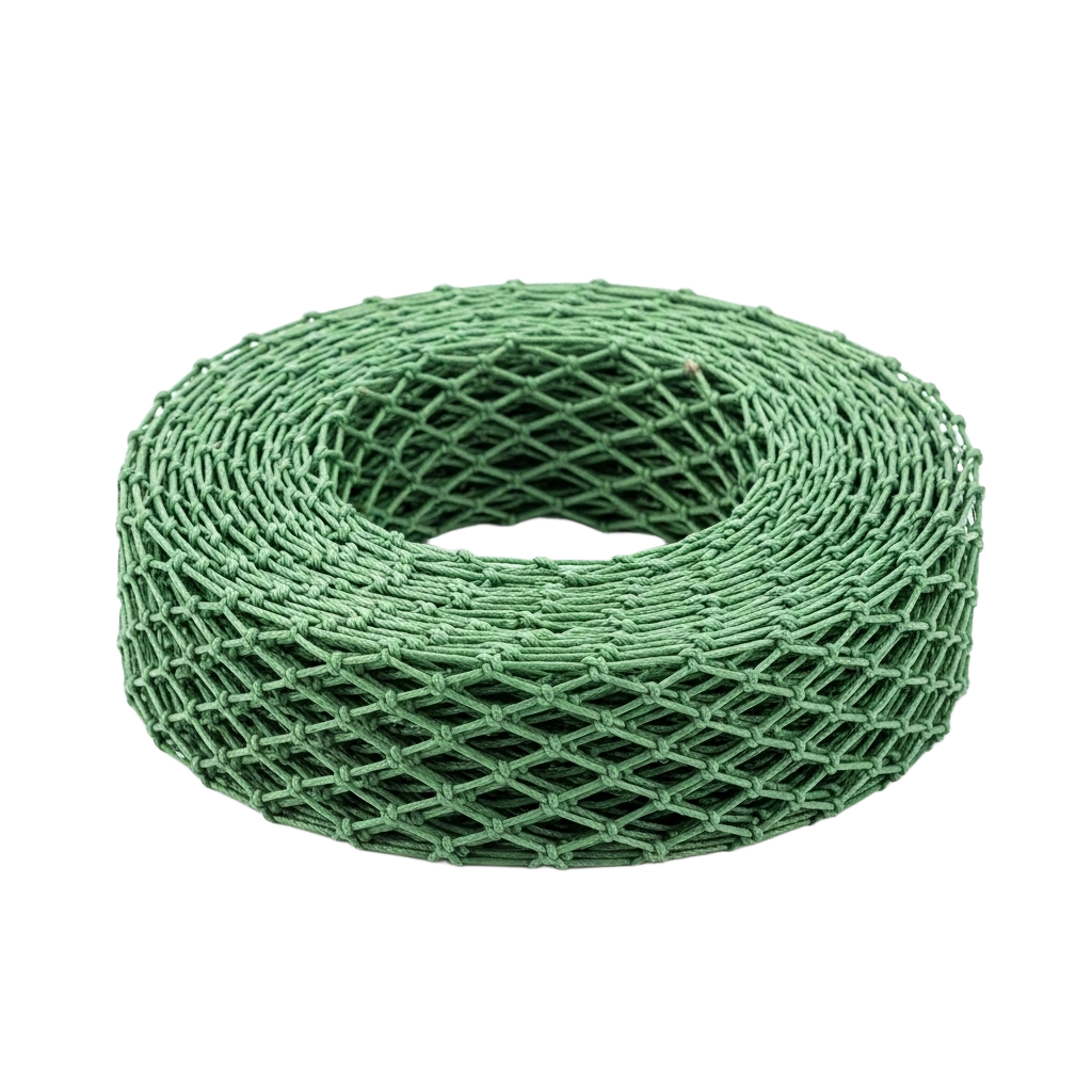 Roll of green netting on a white background png transparent background