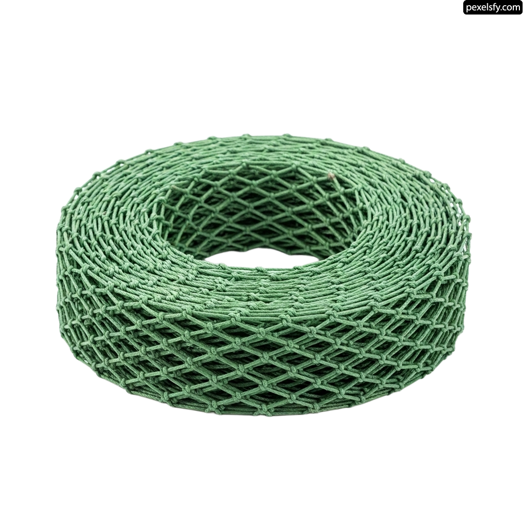 Roll of green netting on a white background png transparent background