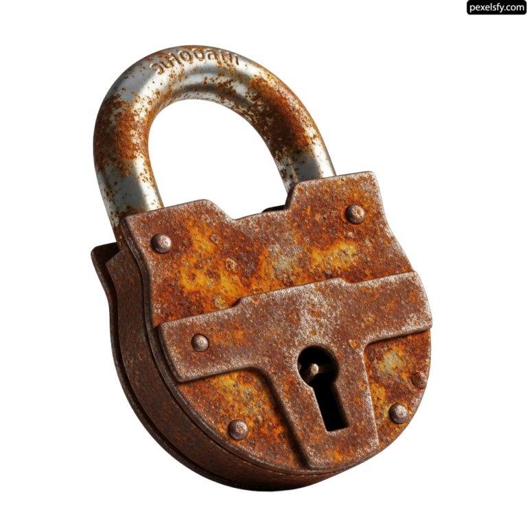 Rusty padlock on a white background png transparent background