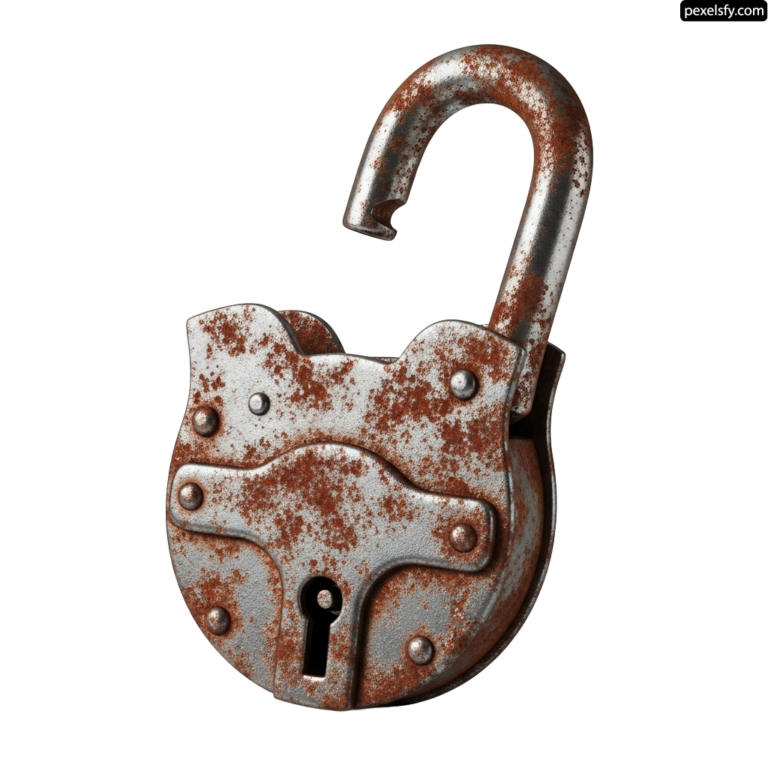 Rusty padlock on a white background png transparent background