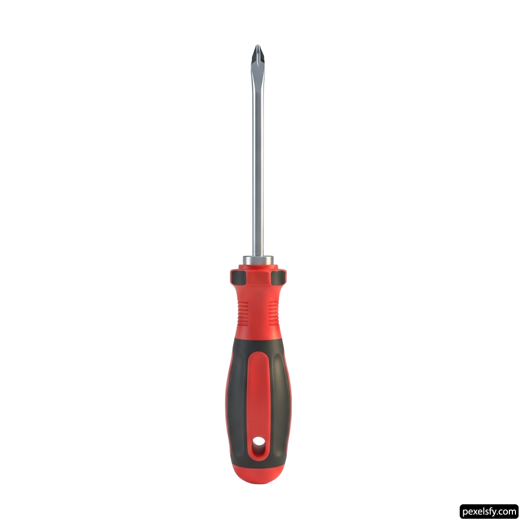 Screwdriver with a red handle on a white background png transparent background