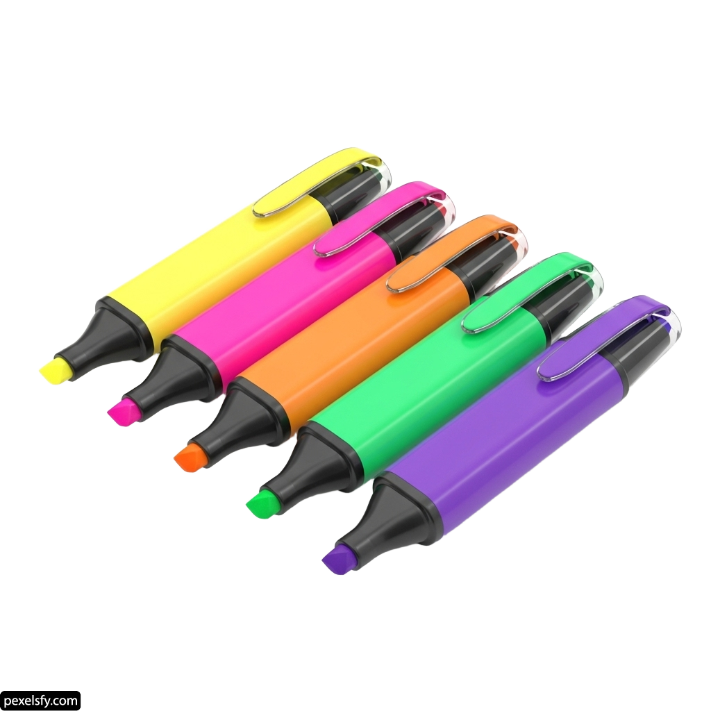Set of four different colored pens sitting next to each other png transparent background