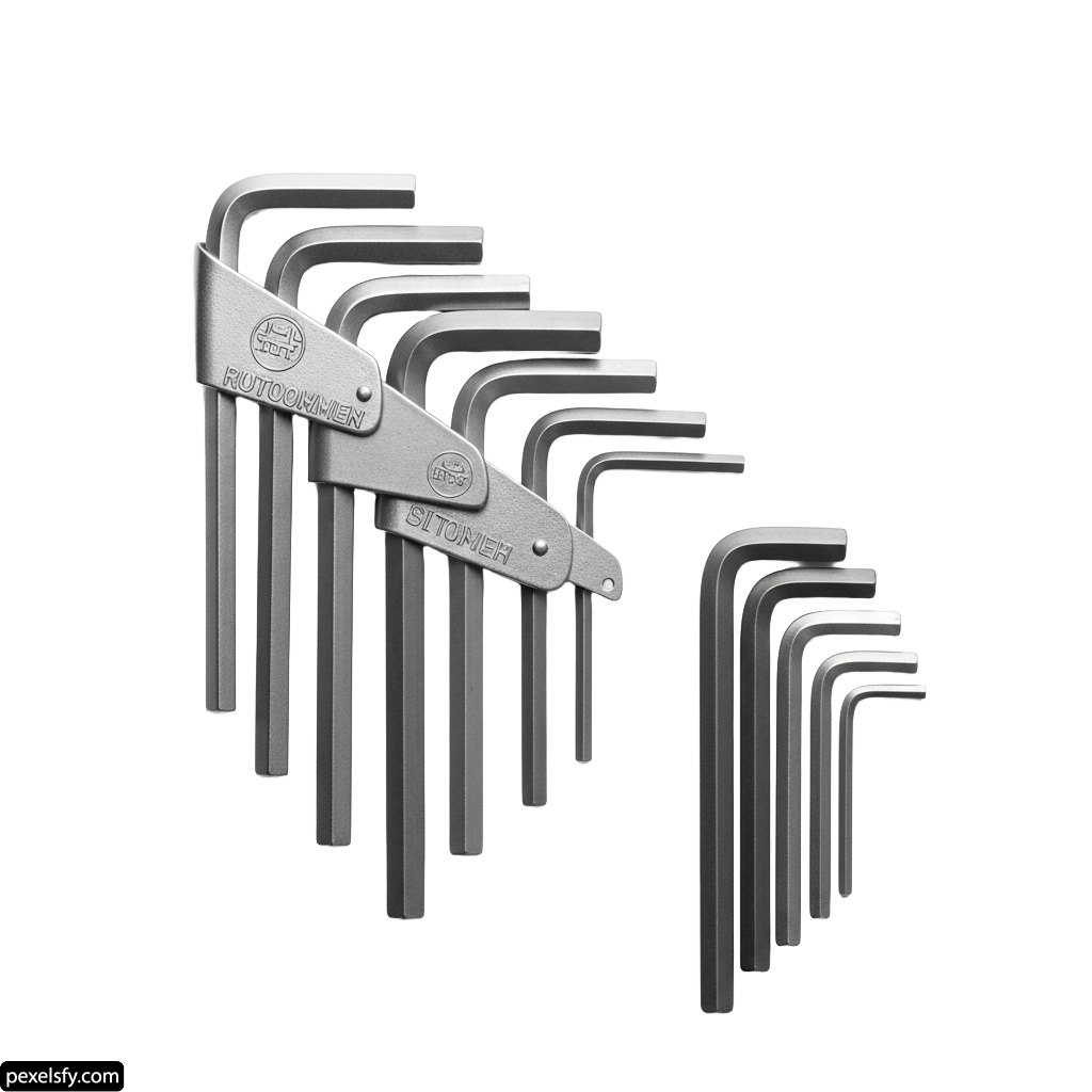 Set of hex wrenches on a white background png transparent background