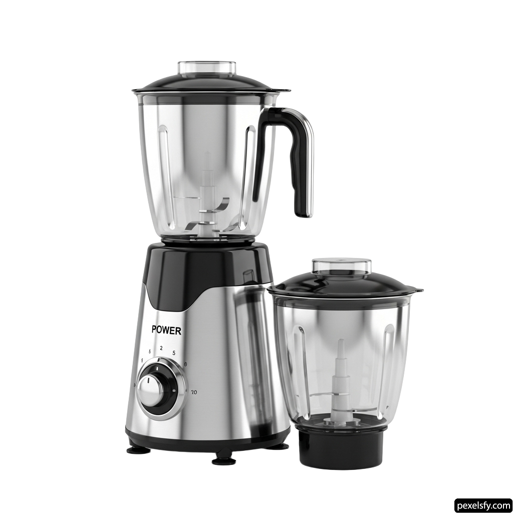 Silver and black blender sitting next to each other png transparent background