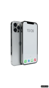 Silver iphone 11 with a white screen on a white background png transparent background