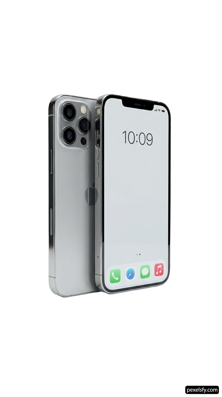 Silver iphone 11 with a white screen on a white background png transparent background
