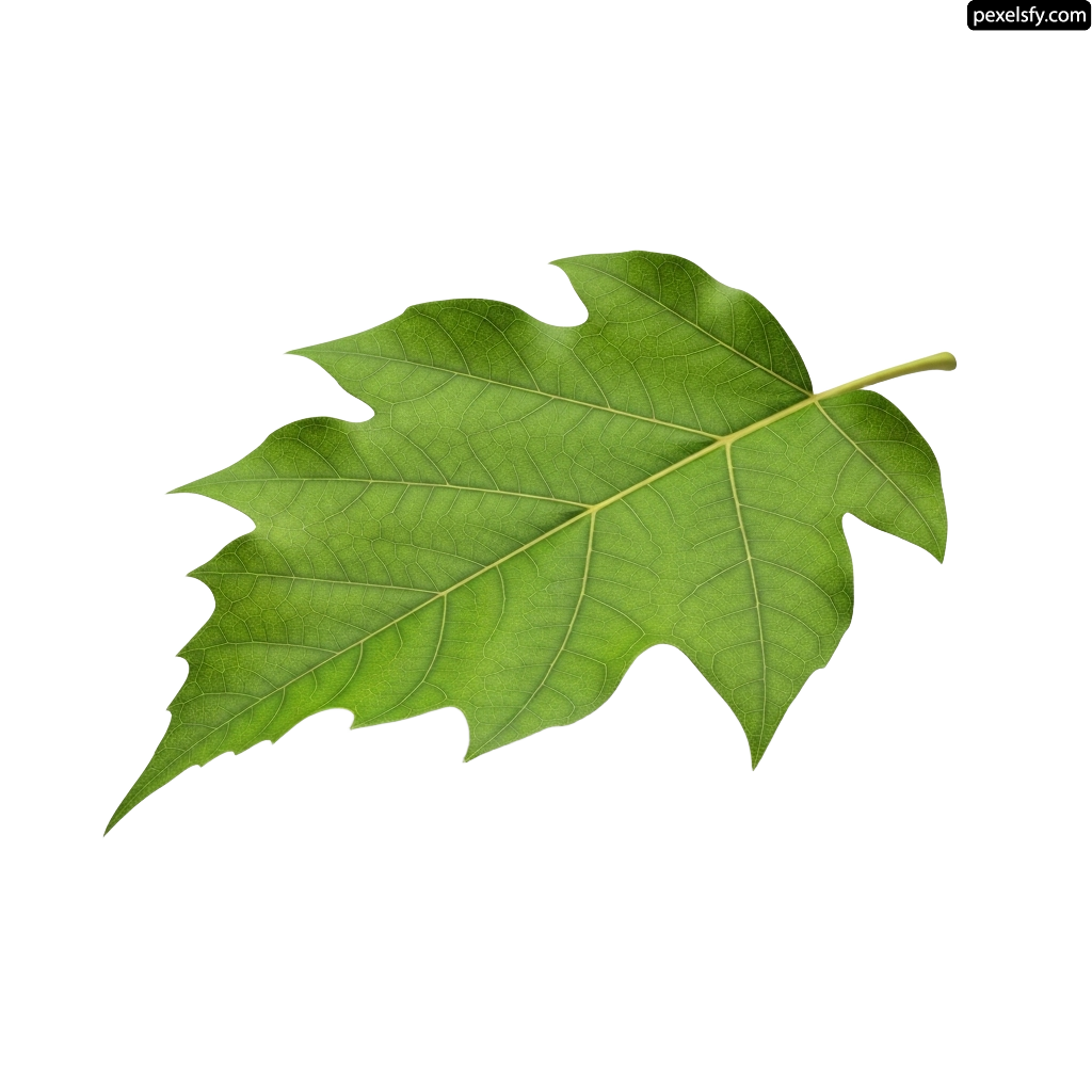 Single green leaf on a white background png transparent background