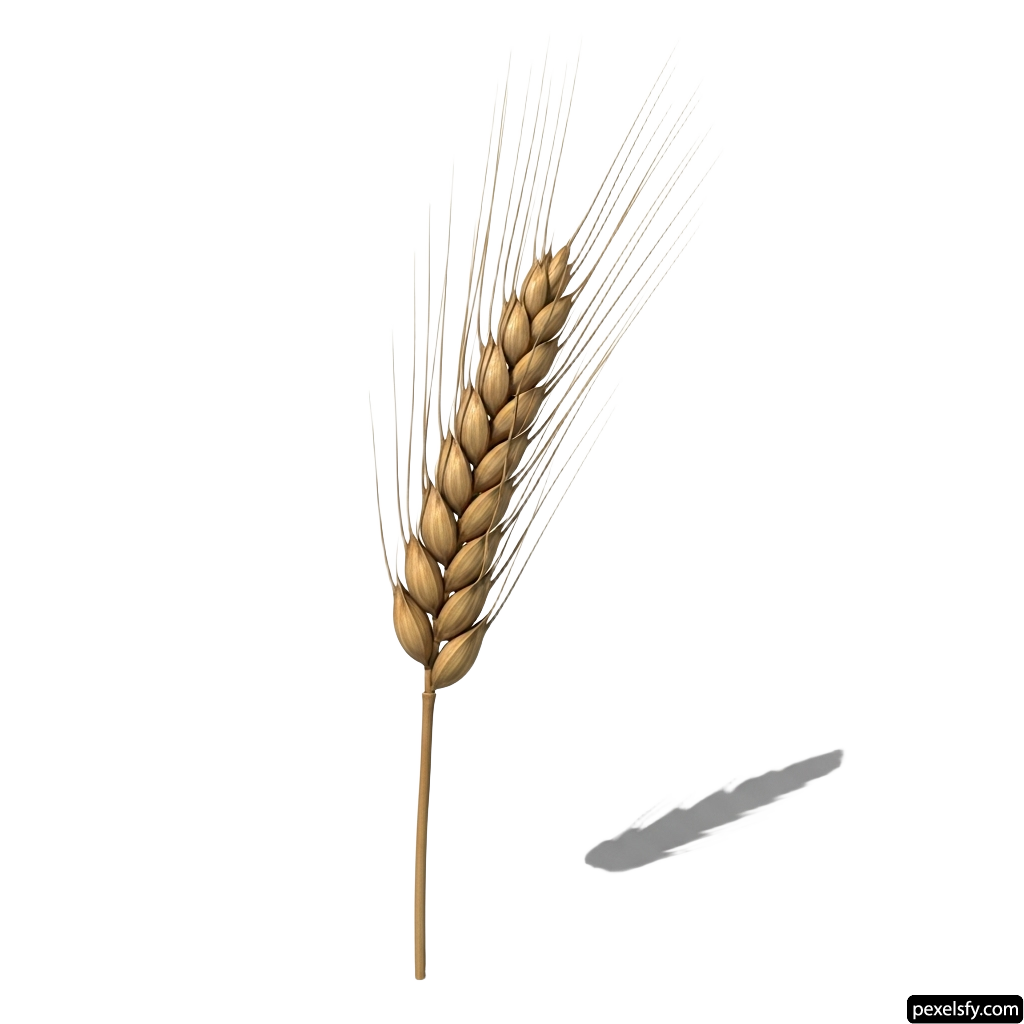 Single stalk of wheat on a white background png transparent background