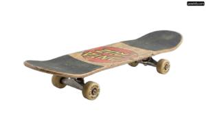Skateboard with a logo on it on a white background png transparent background